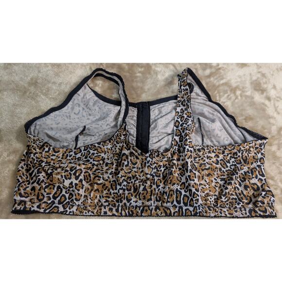 LEADING LADY Plus Size Bra 52DD 52 DD Leopard Spot Front Close Wireless Bralette - Picture 2 of 5